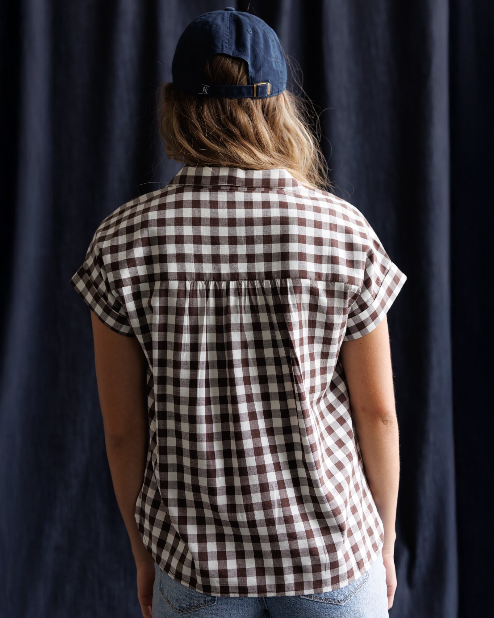 In Check Gingham Button Down Top