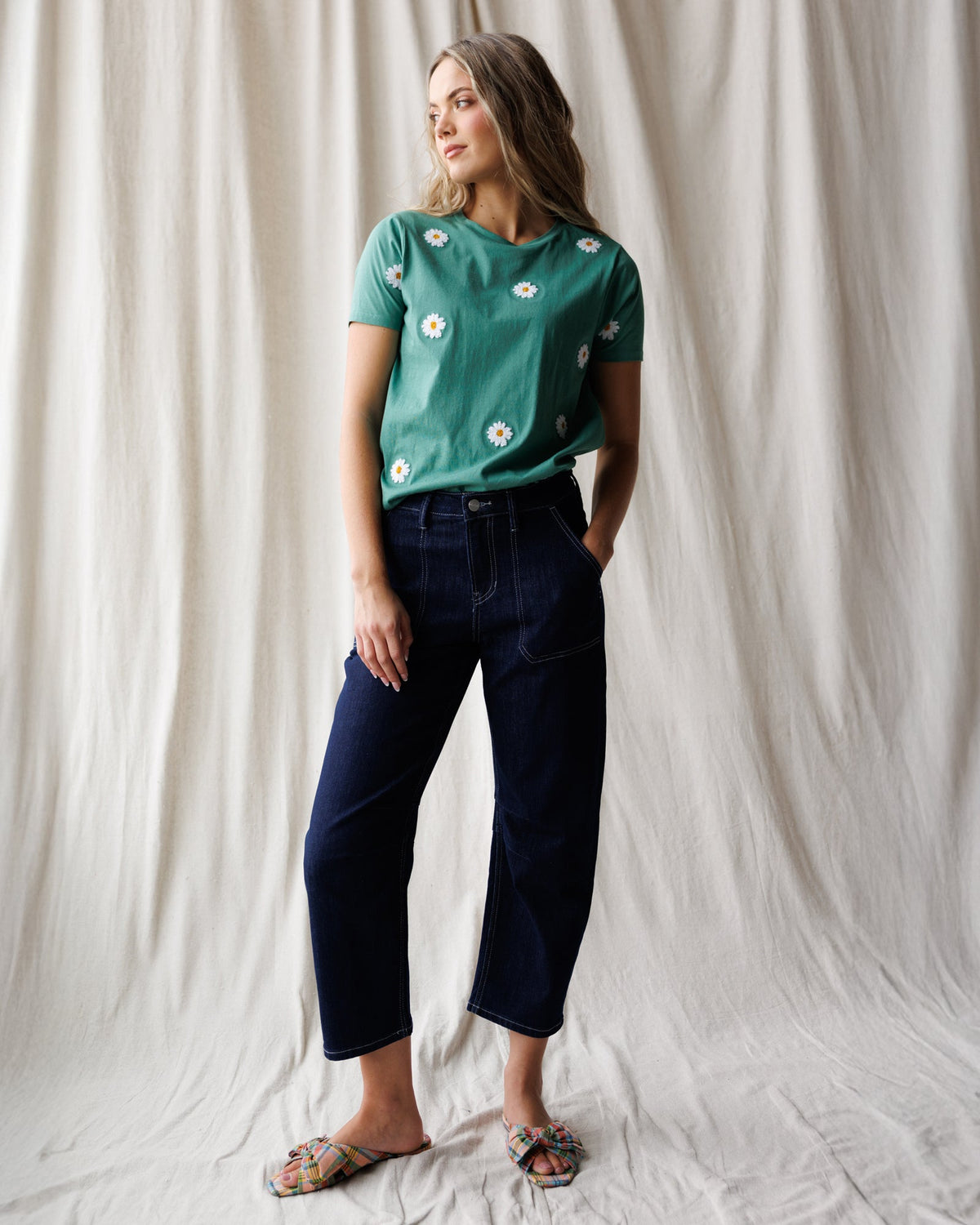 Dark Indigo High Rise Barrel Leg Jeans
