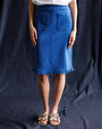 Perfect Balance Cobalt Blue Ruffle-Hem Skirt