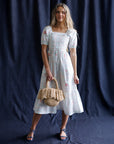 Cross Stitch Rose Print Midi Dress