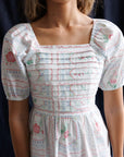 Cross Stitch Rose Print Midi Dress