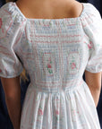 Cross Stitch Rose Print Midi Dress