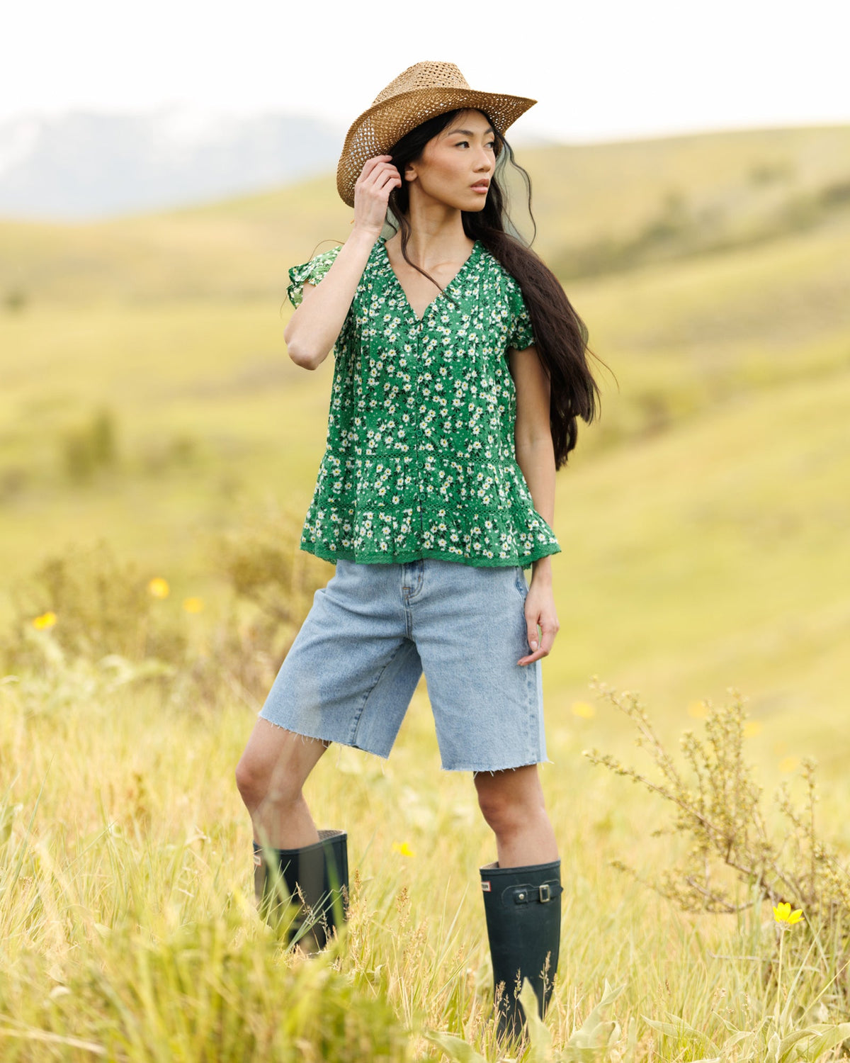Glow Ahead Green Floral Peplum Blouse
