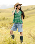 Glow Ahead Green Floral Peplum Blouse