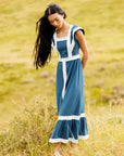 Block Party Slate Blue Tiered Maxi Dress