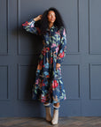 Wheatland Navy Floral Maxi Dress