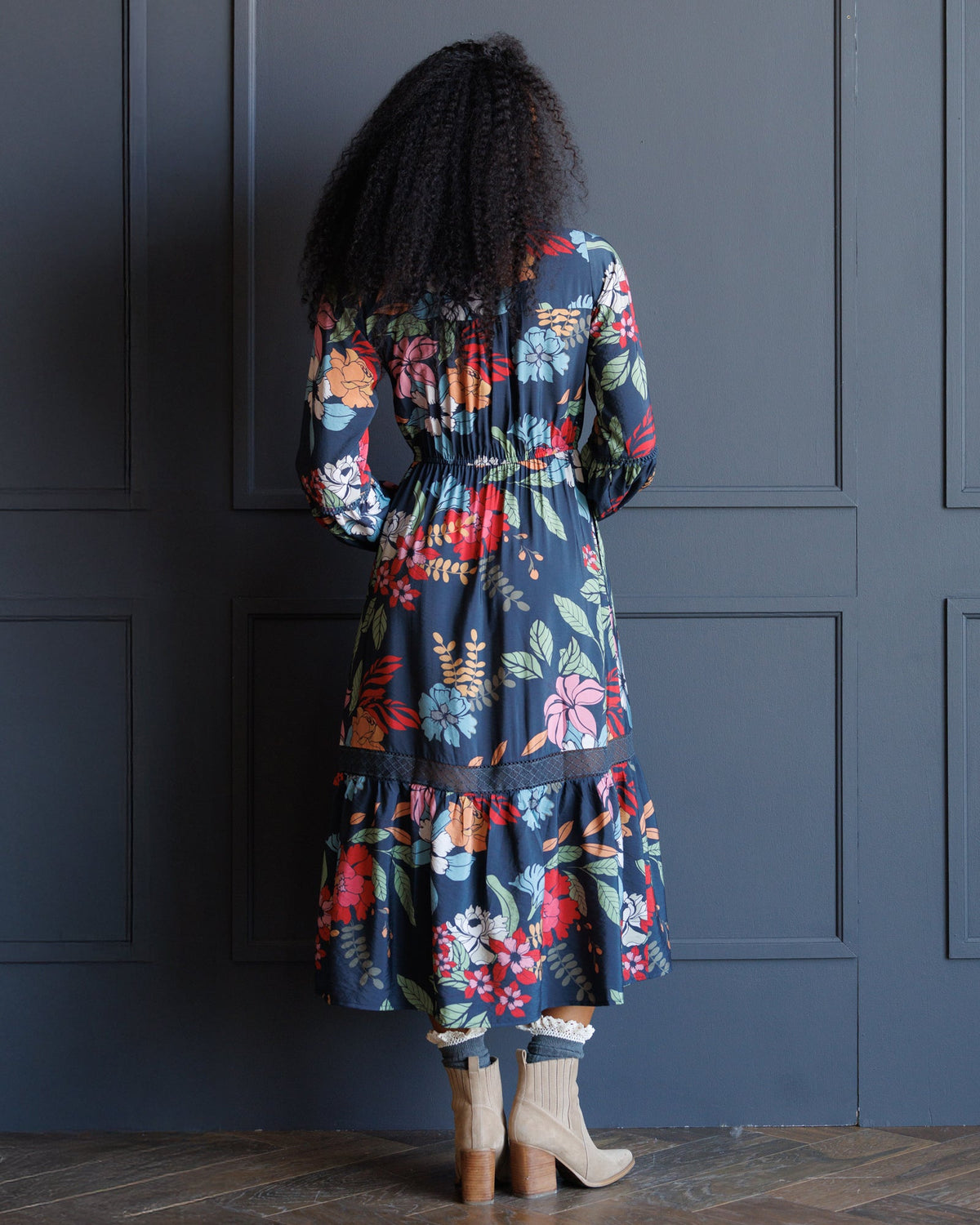 Wheatland Navy Floral Maxi Dress