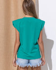 Knit Crew Neck Shoulder Pad Muscle Tee