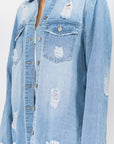 American Bazi Distressed Frayed Hem Denim Jacket