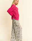 Davi & Dani Drawstring Leopard Wide Leg Pants