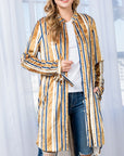 e Luna Striped Velvet Long Cardigan