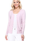 MAK Women's V-Neck Button Down Knit Cardigan Sweater