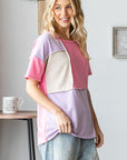 HOPELY Full Size Color Block Exposed Seam T-Shirt