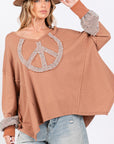 SAGE + FIG Peace Sign Mineral Wash Terry Top