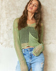 ADORA Crochet Long Sleeve Knit Cover Up with Big Pocket