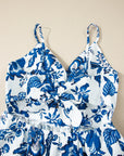 Floral Twisted Bust Spaghetti Strap Backless Maxi Dress