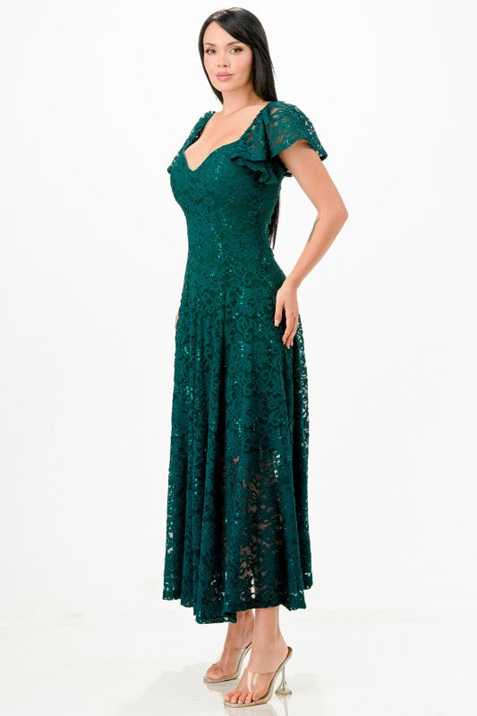 La Scala Butterfly Sleeve Lace Dress