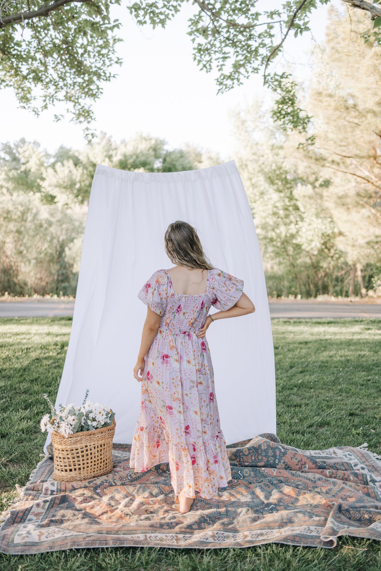 Greta Maxi Dress in Floral Pink