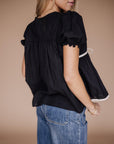 Winny Cotton Tie Top in Black