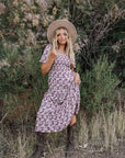 Tayla Dress in Taupe Purple