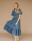 Tayla Linen Dress in Indigo Blue