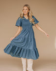 Tayla Linen Dress in Indigo Blue