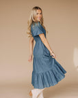 Tayla Linen Dress in Indigo Blue