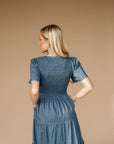 Tayla Linen Dress in Indigo Blue