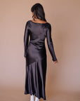 Siri Satin Long Sleeve Midi Dress