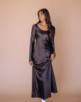 Siri Satin Long Sleeve Midi Dress