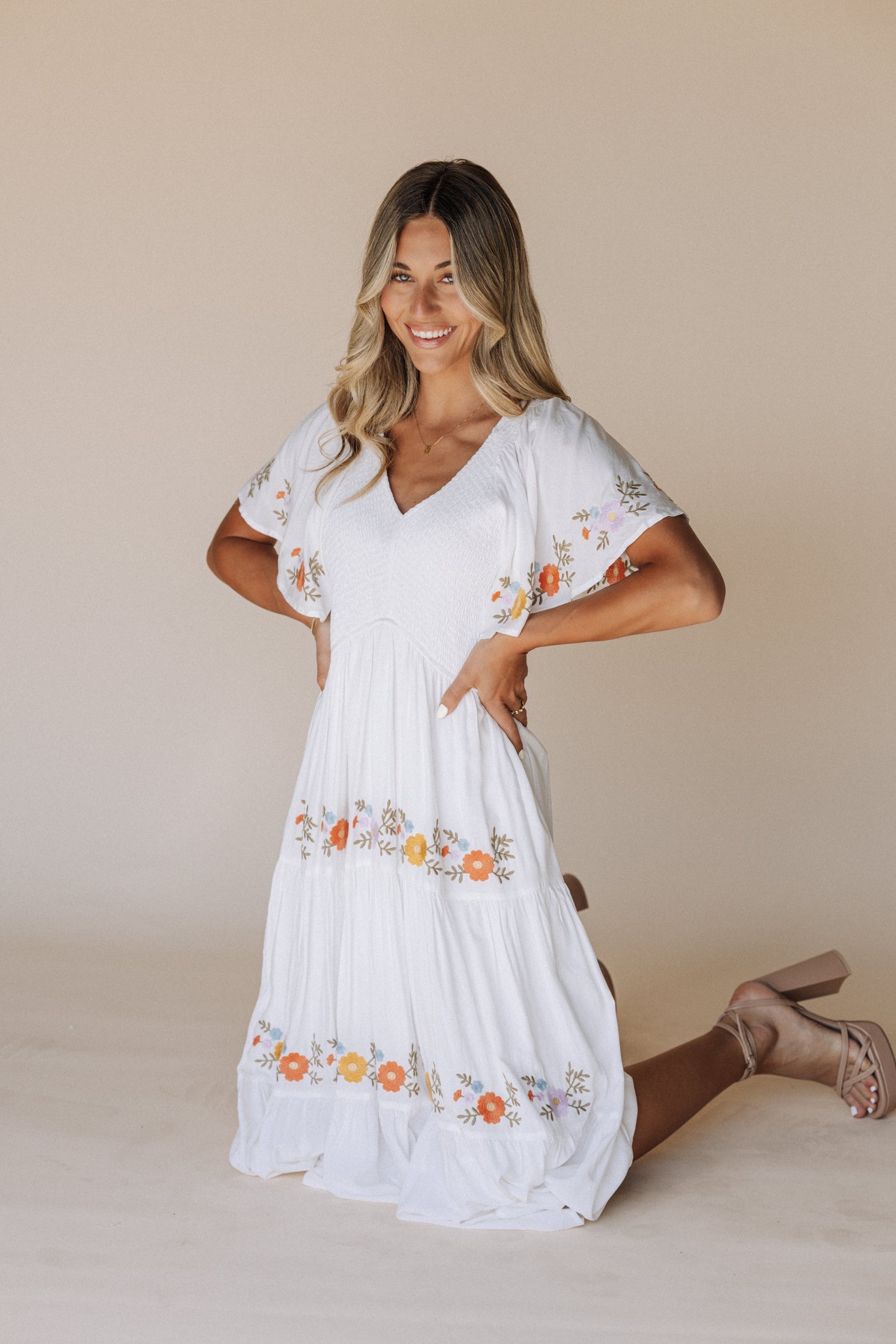 Sicily Embroidered Midi Dress