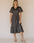 Tayla Linen Cotton Dress in Black