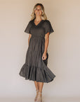 Tayla Linen Cotton Dress in Black