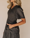 Tayla Linen Cotton Dress in Black