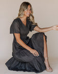Tayla Linen Cotton Dress in Black
