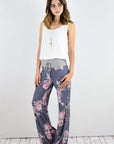 Drawstring Floral Wide Leg Pants