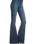 O2 Denim Zipper Back Faded Denim Flares