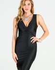 La Scala Center Front Knot Tricot Bodycon Dress