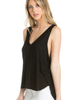 O2 Denim High Low V-neck Open Side Tank Top