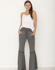 Plus Size Drawstring Ruffle Wide Leg Pants