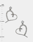 Cubic Zirconia Dangling Heart Earrings