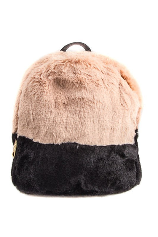 Mini Two Toned Furry Backpack