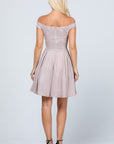 La Scala Off Shoulder Skater Dress in Jacquard Fabric