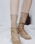 Crystal Accent Lace Ankle Socks