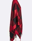 Plaid Fringe Poncho Scarf