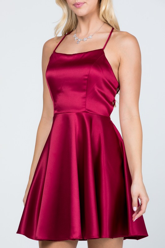 La Scala Satin Fit Flare Dress