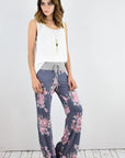 Drawstring Floral Wide Leg Pants