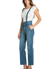 O2 Denim High Waist Flare Overall Denim Romper