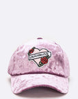 Peace And Love Heart Patch Distress Velour Cap