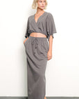 Fabina BRUSHED ORGANIC HEMP Side Slit Maxi Skirt